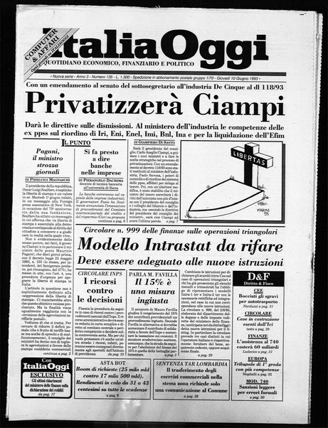 Italia oggi : quotidiano di economia finanza e politica